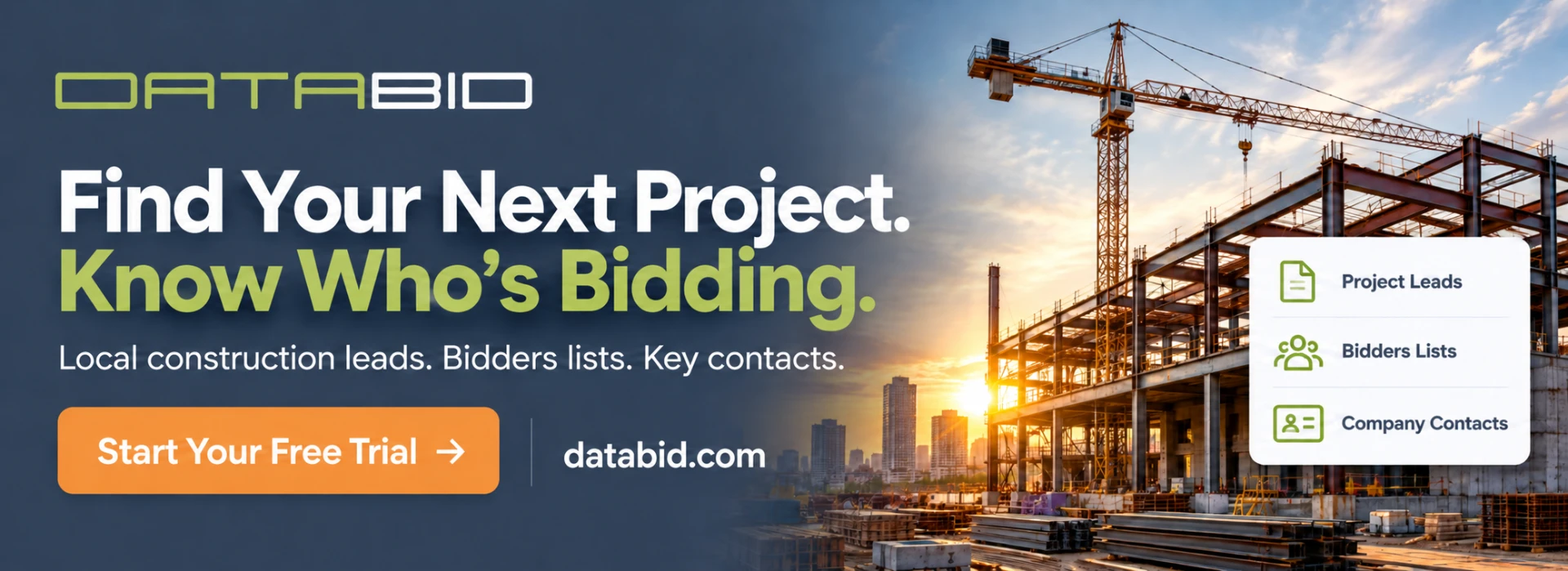 DataBid, find your next construction project and start your free trial
